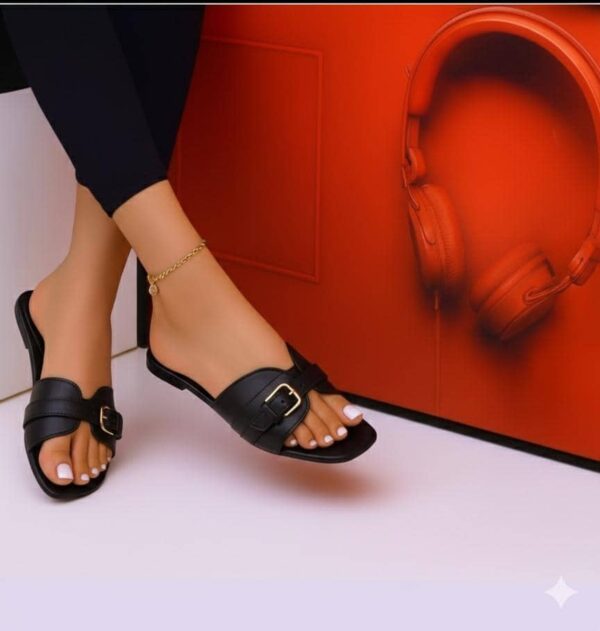BUCKLE BELTED SLIDE SANDALS