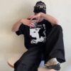 ENFANTIS RICHES DEPRIMES BLACK GRAPHIC PRINT ROUND T-SHIRT