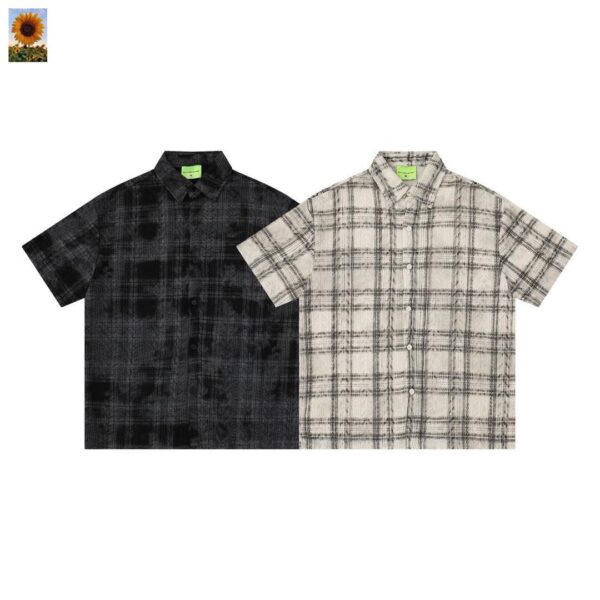 MEN'S SHORT-SLEEVE PLAID FANNEL BUTTON-UP SHIRT