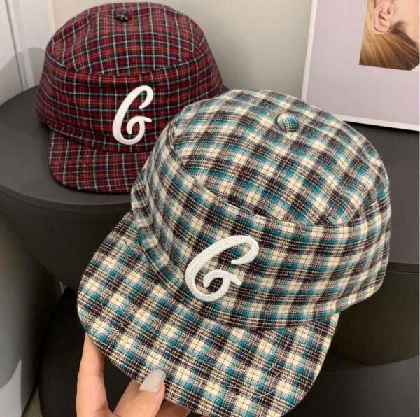 G LOGO - PLAID OR HOUNDSTOOTH PATTERN HATS