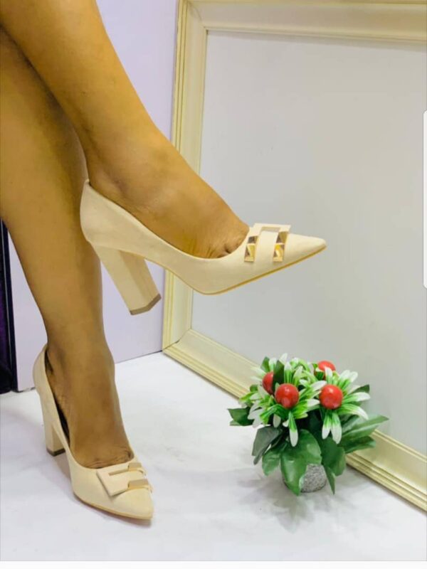 BAYAN LEATHER POINTED-TOE BLOCK HEELS