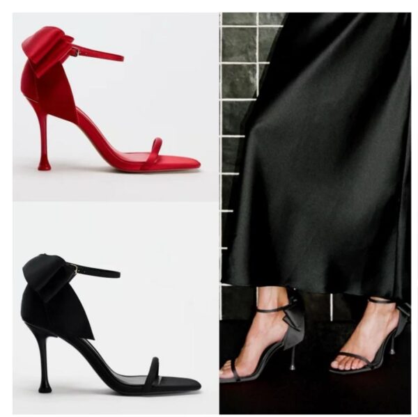 ZARA SATIN ANKLE STRAP HEELED SANDALS
