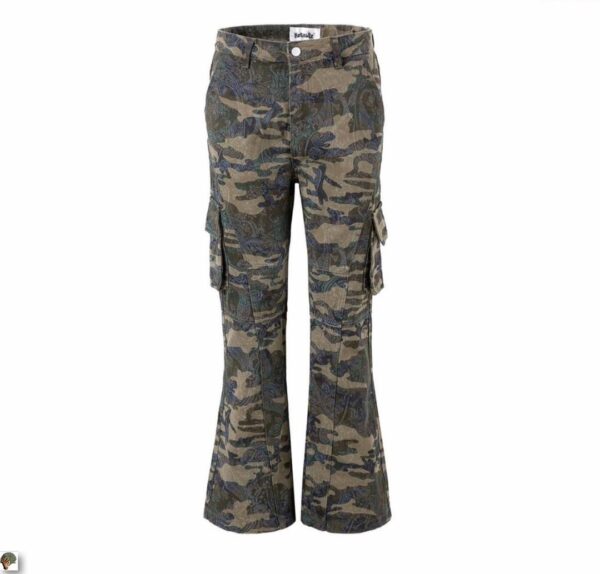 FLARED CAMO CARGO PANTS
