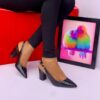 LRM-CROC TEXTURE SLINGBACK BLOCK HEEL PUMPS