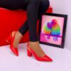 LRM-CROC TEXTURE SLINGBACK BLOCK HEEL PUMPS