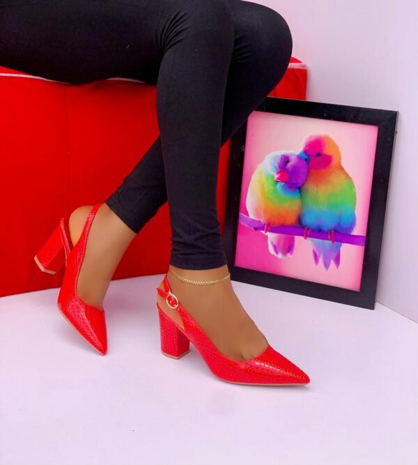 LRM-CROC TEXTURE SLINGBACK BLOCK HEEL PUMPS