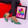 LRM-CROC TEXTURE SLINGBACK BLOCK HEEL PUMPS