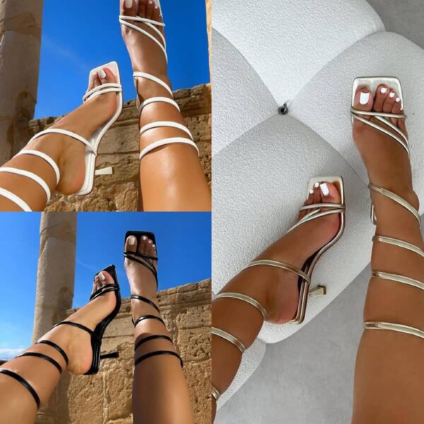 SPIRAL MID HEELED SANDALS