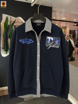 GINGHAM PATTERNERED COLLAR AND BUTTON PLACKET JACKETS