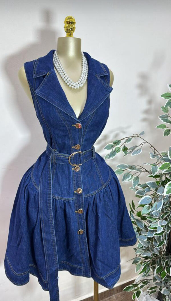 BELTED DENIM MINI DRESS