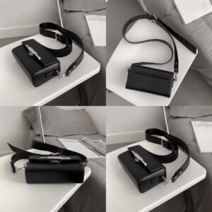 BLACK FAUX LEATHER CROSSBODY BAG