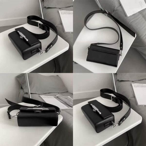 BLACK FAUX LEATHER CROSSBODY BAG