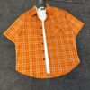 ORANGE SHORT SLEEVE PLAID SHIRT
