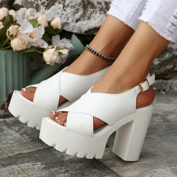 PEEP-TOE CRISSCROSS STRAPS CHUNKY PLATFORM