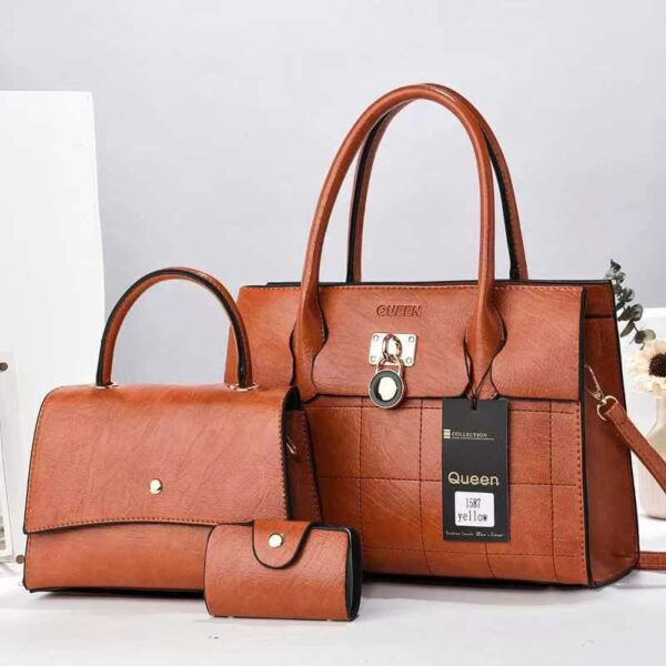 3 PIECE SET LEATHER SHOULDER BAGS
