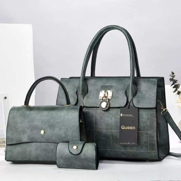 3 PIECE SET LEATHER SHOULDER BAGS