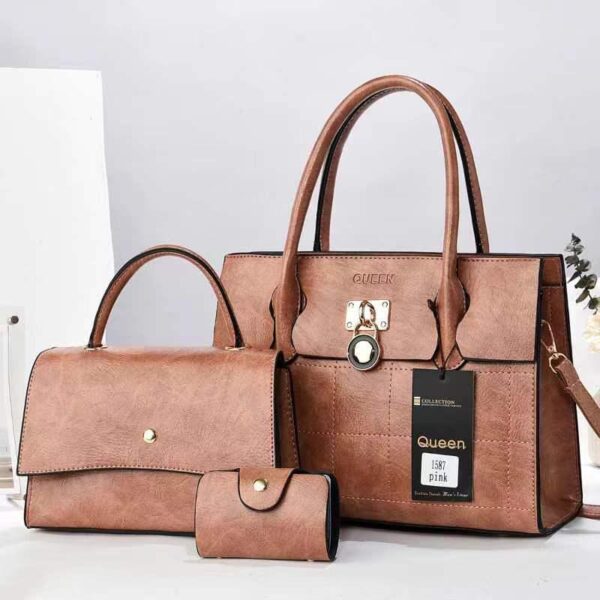 3 PIECE SET LEATHER SHOULDER BAGS