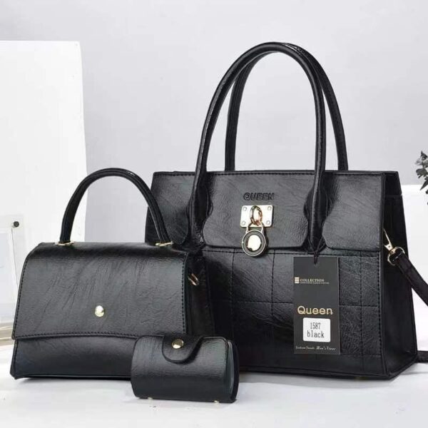 3 PIECE SET LEATHER SHOULDER BAGS