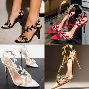 GRF LEEAF MOTIF HEELED SANDALS