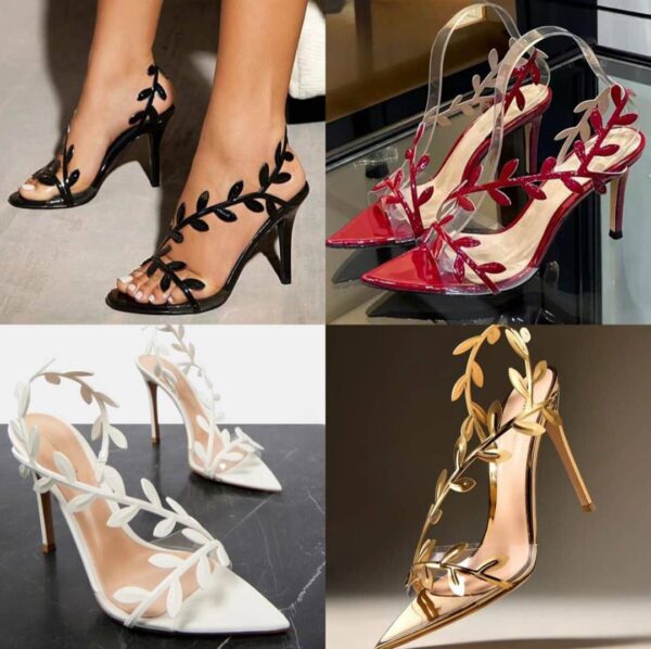 GRF LEEAF MOTIF HEELED SANDALS