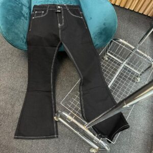 BLACK DRKSHDW CONTRAST STITCHING FLARED JEANS