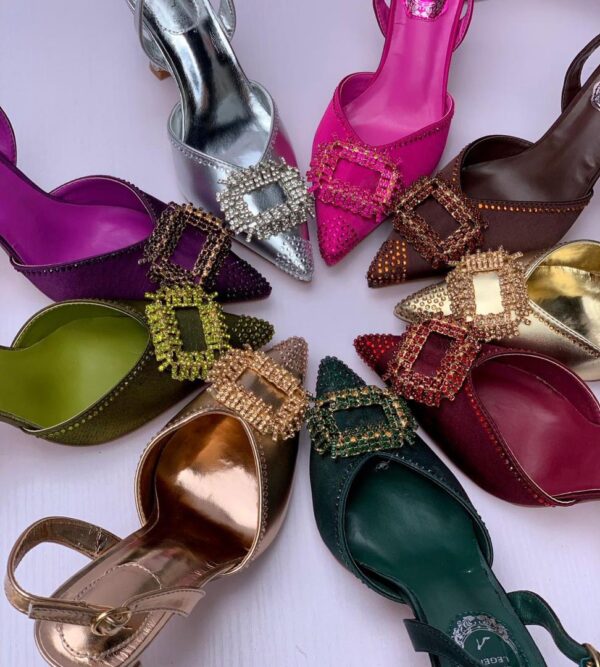 L.L SATIN SLINGBACK POINTED-TOE HEELS