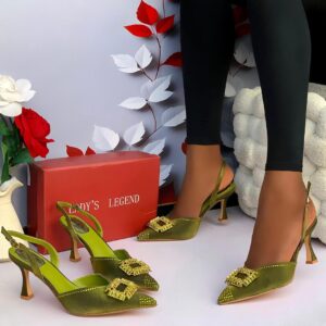 L.L SATIN SLINGBACK POINTED-TOE HEELS