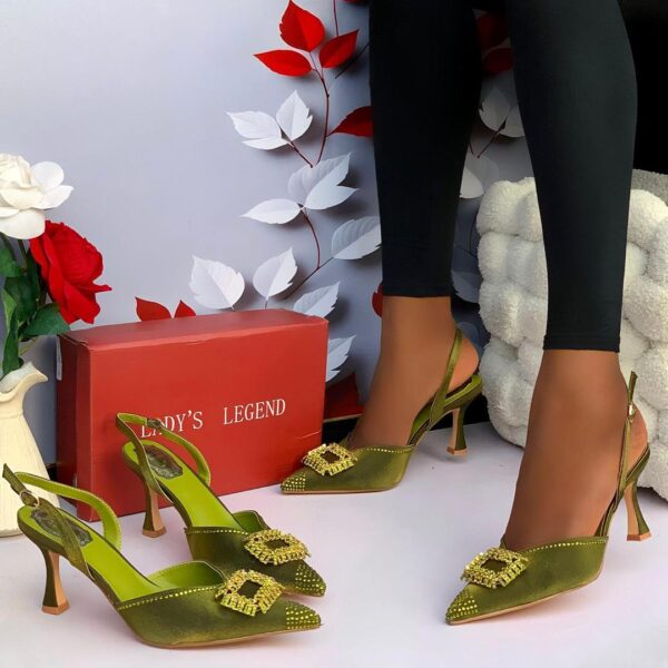 L.L SATIN SLINGBACK POINTED-TOE HEELS