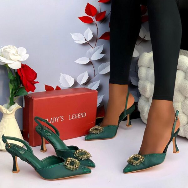 L.L SATIN SLINGBACK POINTED-TOE HEELS