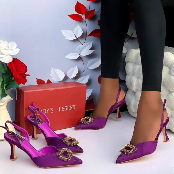 L.L SATIN SLINGBACK POINTED-TOE HEELS