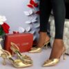 L.L SATIN SLINGBACK POINTED-TOE HEELS