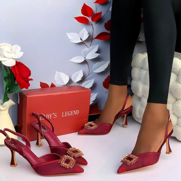 L.L SATIN SLINGBACK POINTED-TOE HEELS