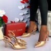 L.L SATIN SLINGBACK POINTED-TOE HEELS